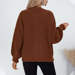 fall outfits women Autumn and Winter Solid Color Single-Breasted Knitted Cardigan Women's Loose Long-Sleeved Sweater Coat