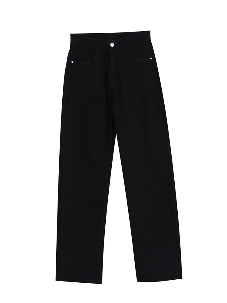 casual outfits Loose Narrow Wide Leg Pants Black Straight Jeans Women's Early Autumn American Style