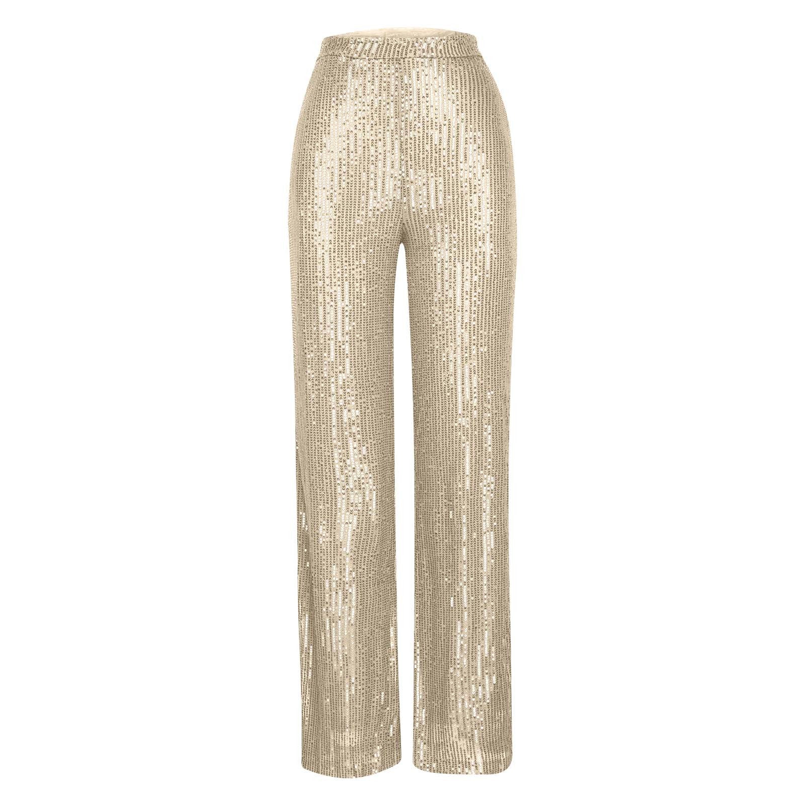 Women's High Waist Fashion Casual Pants EBay Sequins Loose Draping Wide Leg Pants Summer Women's