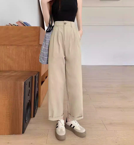 outfit inspo Autumn New Washed Cotton Texture Pants Cover Slim Straight Pants Women Loose Cropped Casual Pants Women