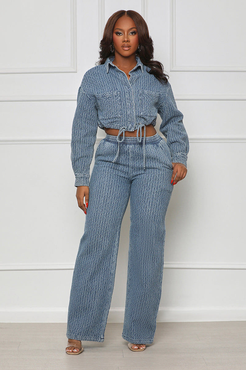 black sweater dress outfit Fashion Long-Sleeved Trousers Denim Women's Two-Piece Suit
