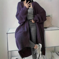 fall outfits Cardigan Casual Loose Texture Clear Long