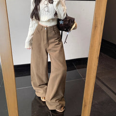 fashion outfits American Straight Casual Pants Autumn High Waist Retro Loose Wide Leg Pants Draping Mop Pants Trousers