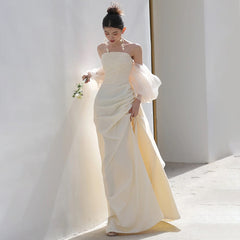 prom dresses Morning Gown Bride Light Wedding Dress New Tube Top High-Grade Engagement Dress Wedding Fairy Temperament Evening Dress for Women