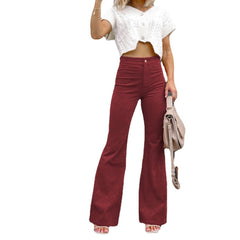 social worker outfits Winter New Pure Color Corduroy Elegant Women's Trousers Slim Pants High Waist Casual Pants