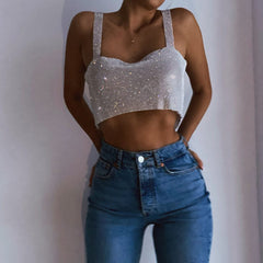 frat outfits Sexy Women's Fashion Rhinestone Camisole Hot Girl Full Diamond Top Women's Inner Wear