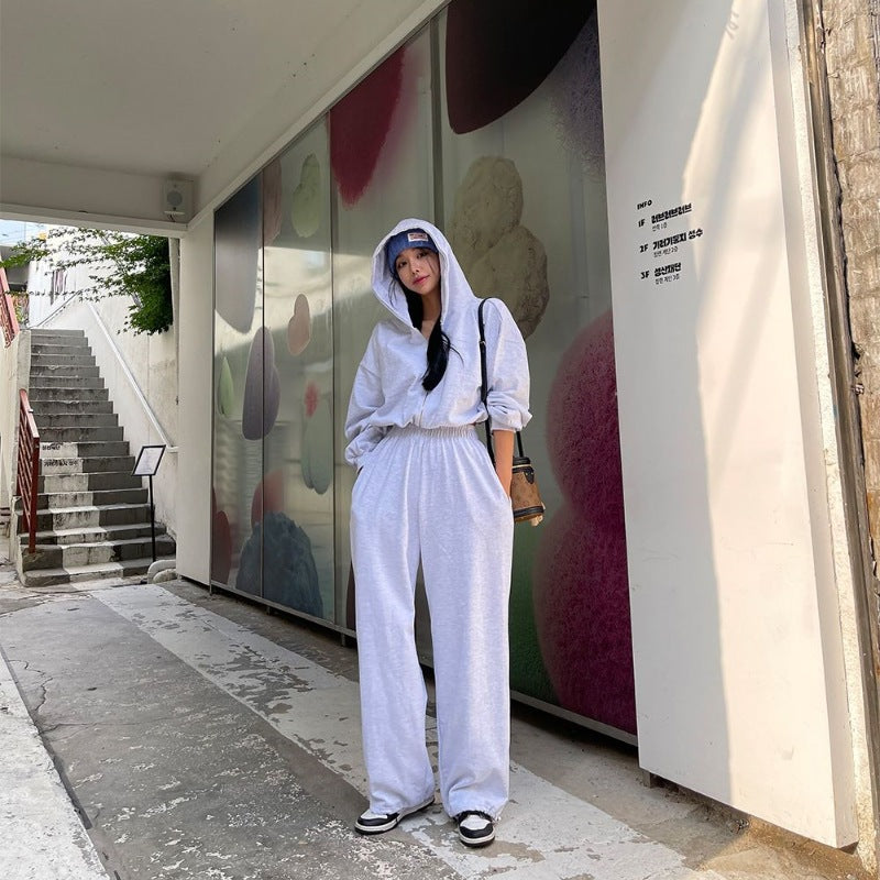 outfit ideas for school Spring and Autumn New Korean Style Trendy Cotton Coat Cardigan Solid Color Versatile Commuter Loose Hooded Sweater Women's Fashion