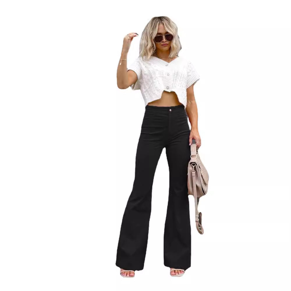 social worker outfits Winter New Pure Color Corduroy Elegant Women's Trousers Slim Pants High Waist Casual Pants