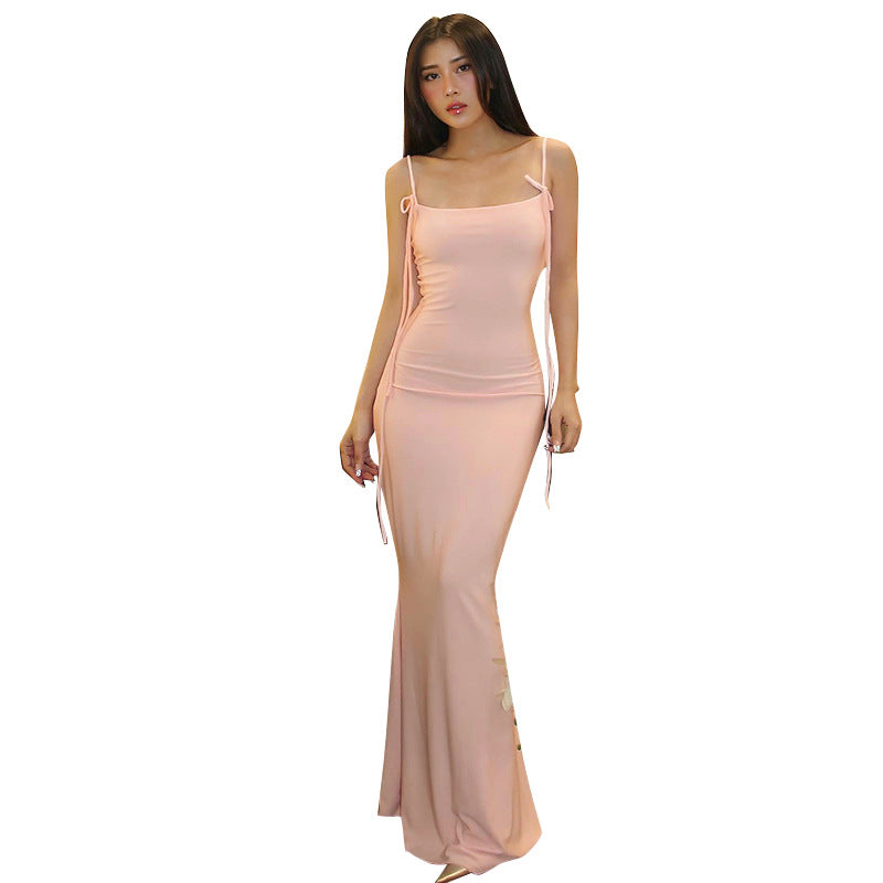 prom dresses Women's Summer Casual Sling Sleeveless Strap Slim Fishtail Length Dress