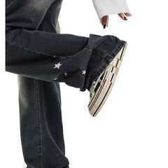 shamar American High Street Star Straight Jeans Women's Spring and Summer High Waist Loose Slimming Wide Leg Pants Fashion