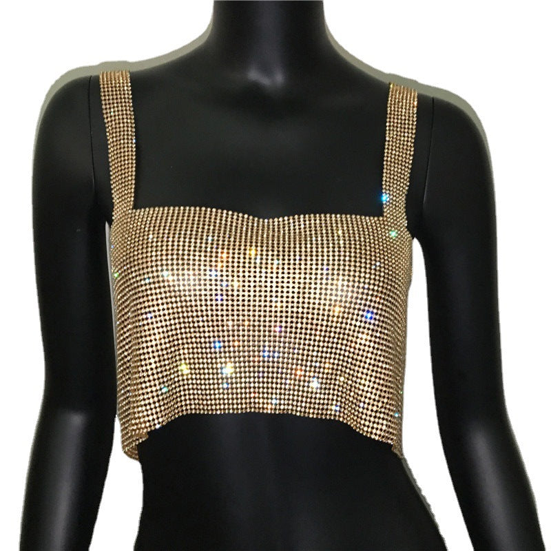 frat outfits Sexy Women's Fashion Rhinestone Camisole Hot Girl Full Diamond Top Women's Inner Wear