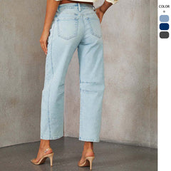 joker costume female outfit Casual Loose Mid-Waist Straight-Shaped Women's Washed Fashion Jeans Ebayjeans