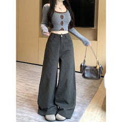 fashion outfits American Straight Casual Pants Autumn High Waist Retro Loose Wide Leg Pants Draping Mop Pants Trousers
