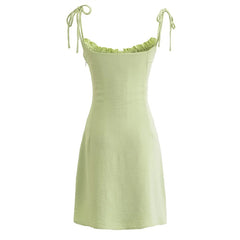 cute outfits fall French Style Sexy Girl V-neck Lace Suspender Skirt Solid Color Dress Niche Sexy Slim A- line Skirt