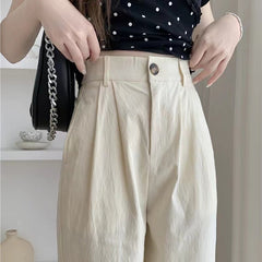 outfit inspo Autumn New Washed Cotton Texture Pants Cover Slim Straight Pants Women Loose Cropped Casual Pants Women