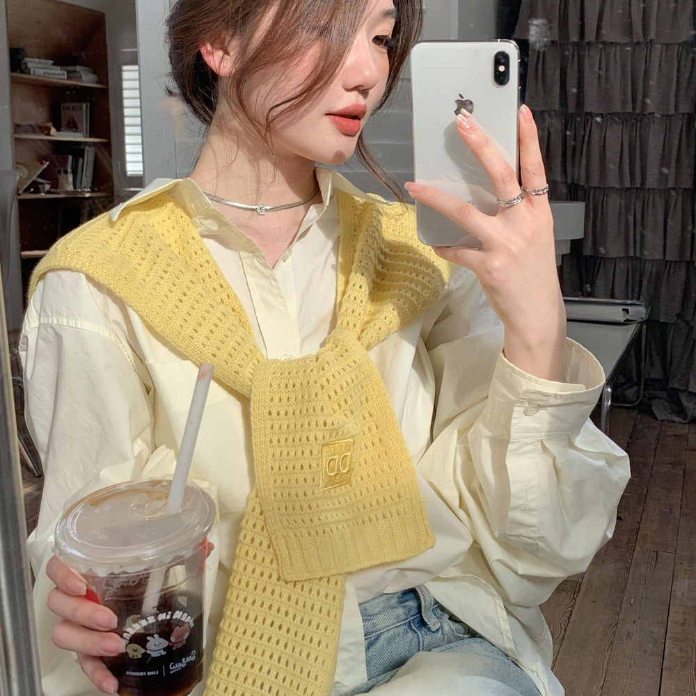 casual fall outfits Spring and Autumn Knitted Shawl for Women, Fashionable Decoration, Western Style Shoulder-Matching, Summer, Skirt, Neck Protection