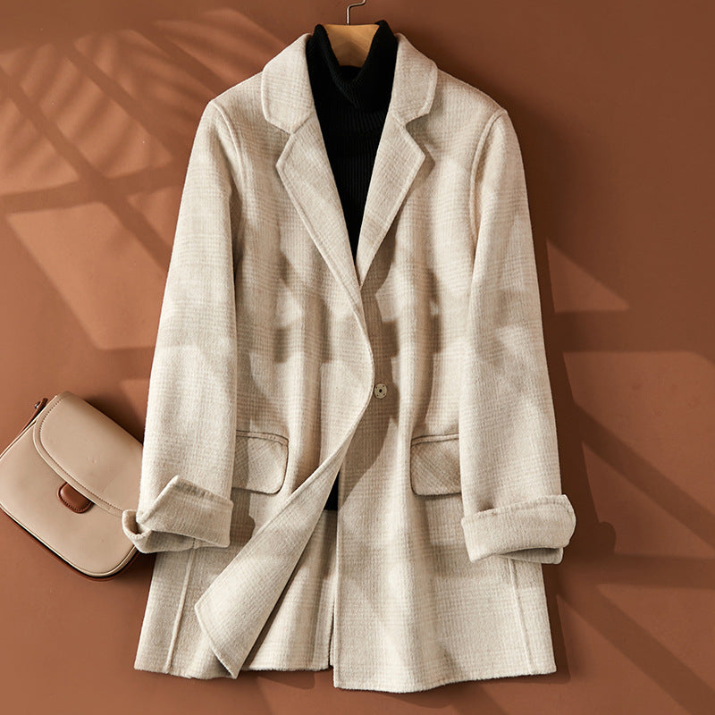 outfit inspo Elegant Commuter Wool Suit Jacket Women's Autumn Coat Women's Plaid Double-Sided Suit Women's Wool