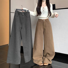 fashion outfits American Straight Casual Pants Autumn High Waist Retro Loose Wide Leg Pants Draping Mop Pants Trousers