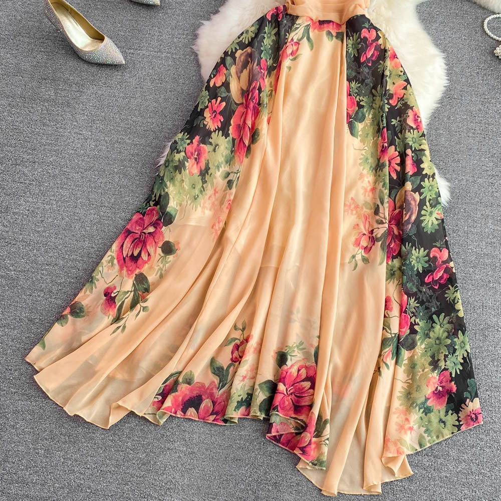 android vs cyberborg dress to impress Fashionable Elegant Elegant Dress Long Skirt Collar Waist Slimming Positioning Printed Word Large Swing Dress Women