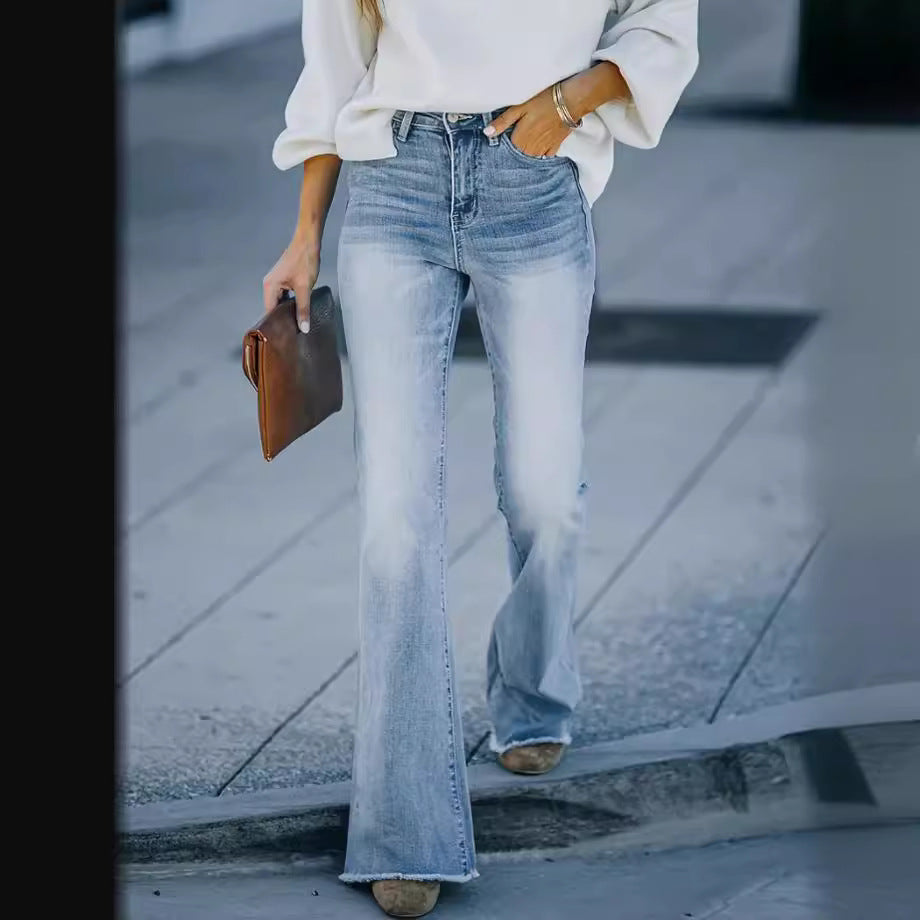 datenight fall outfits Jeans Micro Flared Pants High Waist Slim Blue Jeans Trendy