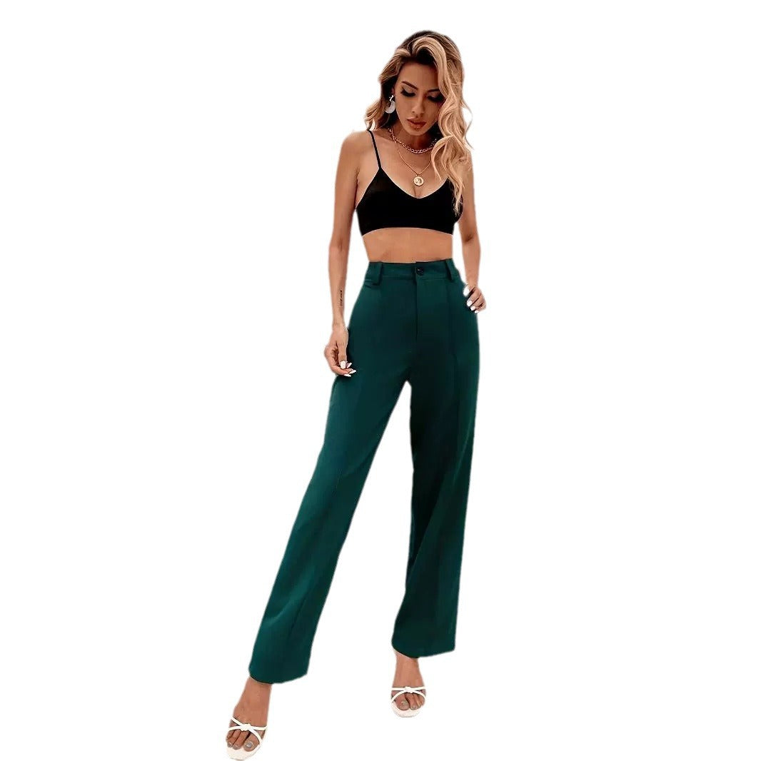 business casual outfits Elegant Commuter Elegant High Waist Wide Leg Straight Casual Pants