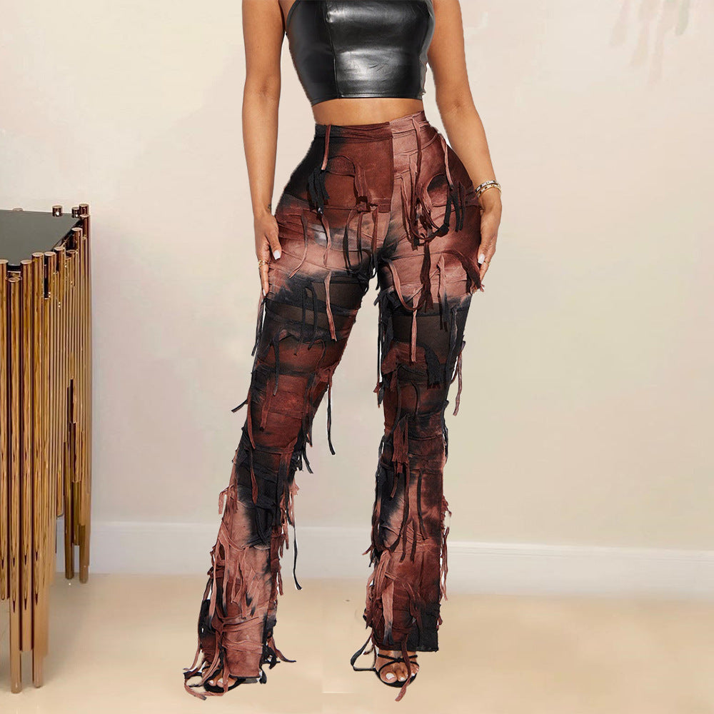 western outfits women Women's New Fashionable Tie-Dye Pants High Waist Slim Trousers for Women