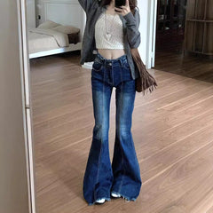 western outfits women Fall New Korean Style Elegant Design Stretch Denim Micro Pants Trousers Women's Clothing