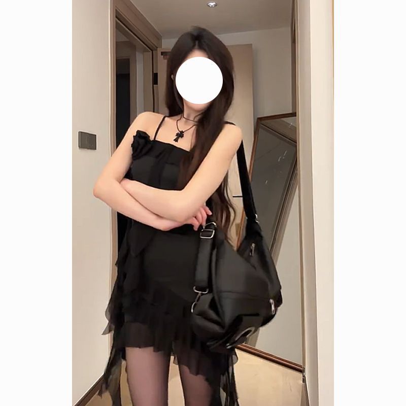 concert outfit Korean Style Hot Girl Style Ruffled Sling Dress Women's Summer Beautiful Irregular Ribbon Hip Skirt
