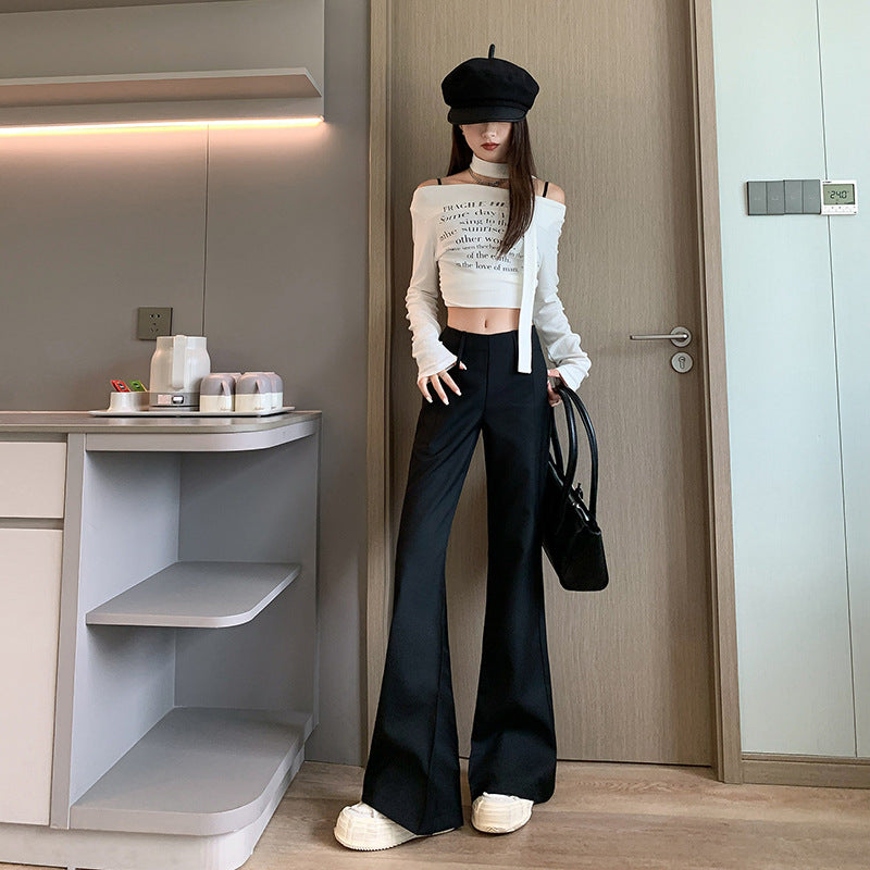 fashion outfits High-Grade Casual Pants for Women Autumn and Winter Low Waist Slim Fit Comfortable Fashion Single Pants Fleece-lined Suit Pants