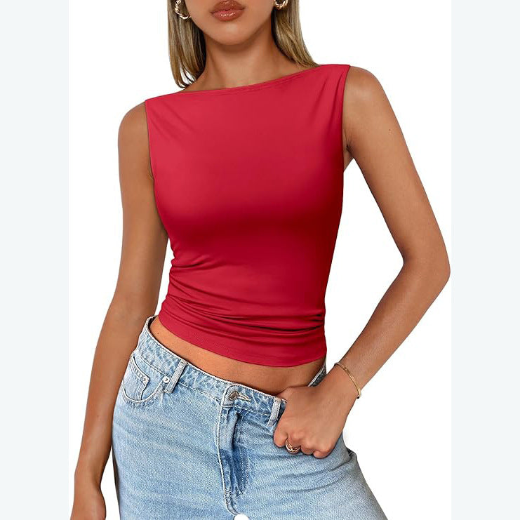 y2k dress to impress Women's Pullover Sleeveless Hot Girl Outer Wear Square Collar Vest Women's Inner Wear Dopamine Top