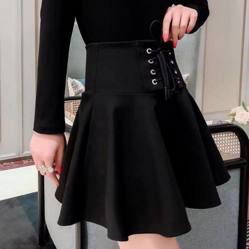 guys in skirts Skirt  Autumn Fashion A- line Skirt Slimming Short Skirt Anti-Exposure Pettiskirt High Waist Elastic Pleated