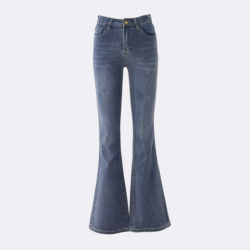 datenight fall outfits Multi-Color Retro High Waist Slim-Fit Stretch Flared Jeans Women's Cropped Trousers Lengthened