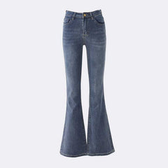 datenight fall outfits Multi-Color Retro High Waist Slim-Fit Stretch Flared Jeans Women's Cropped Trousers Lengthened