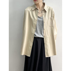 birkenstock clogs outfit fall Cotton Long-Sleeved Loose Shirt Coat for Women Autumn Lazy Style Outdoor Casual Shirt