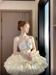 BXOXO French Ball Gown Strapless Short Champagne Lolita Dresses Party Dress Birthday Outfits HOT1197