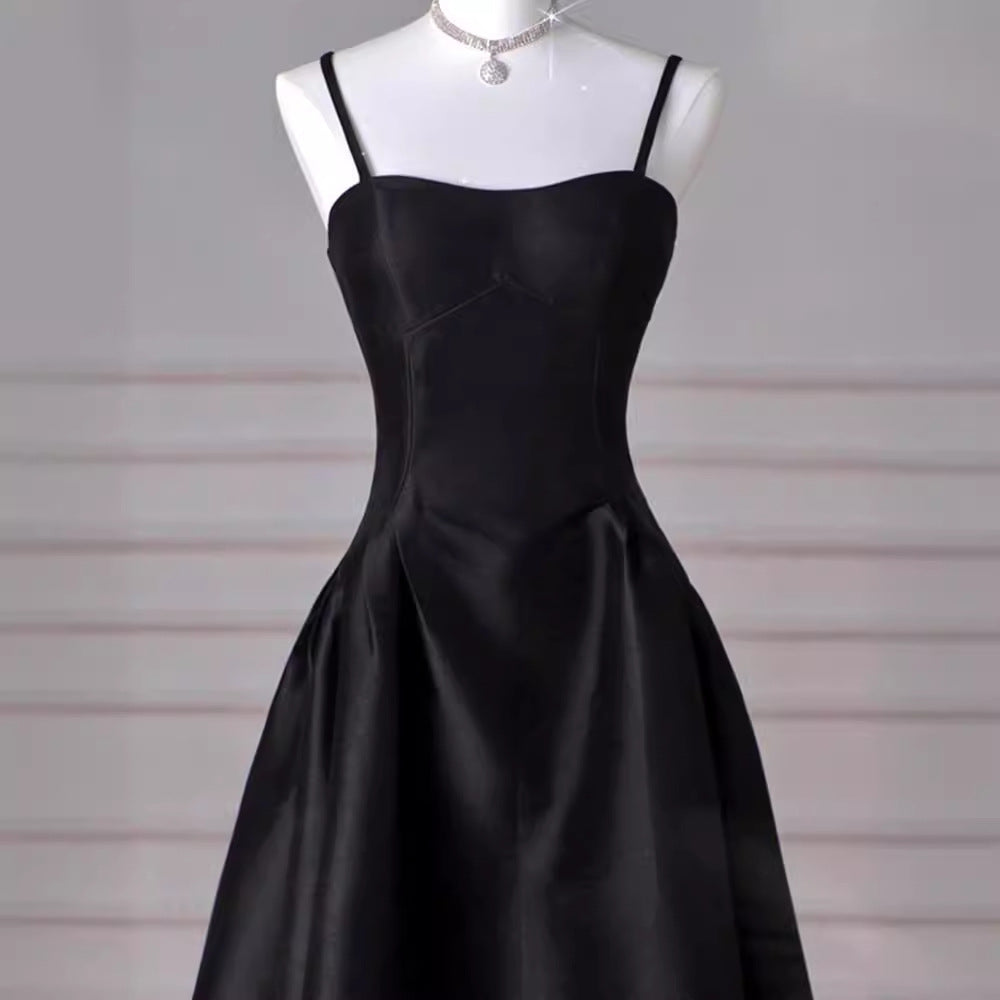 dress French Style Light Luxury Dress 2024 New French Style Black Strap Slim Fit Dress Student Banquet Evening Dress