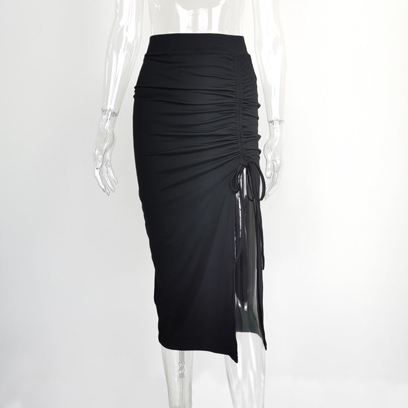 frat outfits 2024 Summer New Style Women's Skirt Solid Color High Waist Slimming Small Skirt