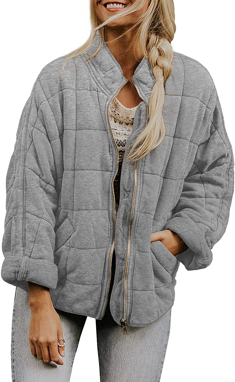 fall trends 2024 outfits Solid Color Stand Collar Cotton Coat New Loose Pocket Long Sleeve Jacket Top for Women
