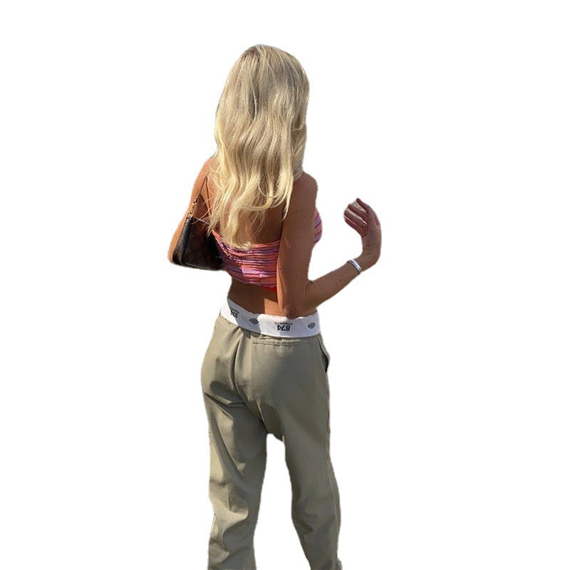 fashion outfits INS Style Autumn Women's Clothing Solid Color Fashion Street Print Loose Casual Straight Pants