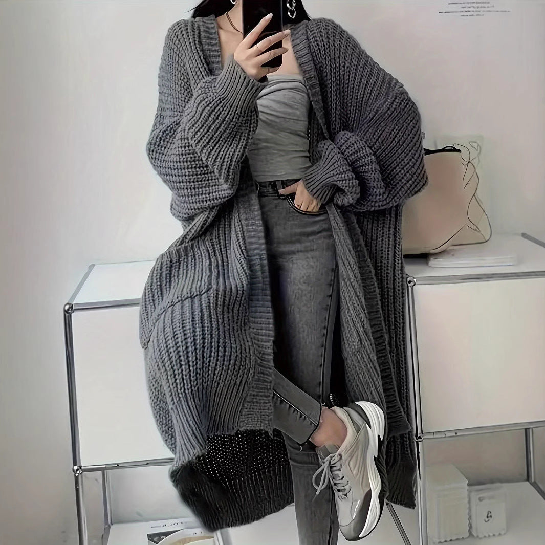 fall outfits Cardigan Casual Loose Texture Clear Long