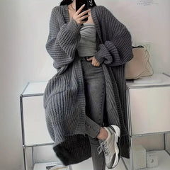 fall outfits Cardigan Casual Loose Texture Clear Long
