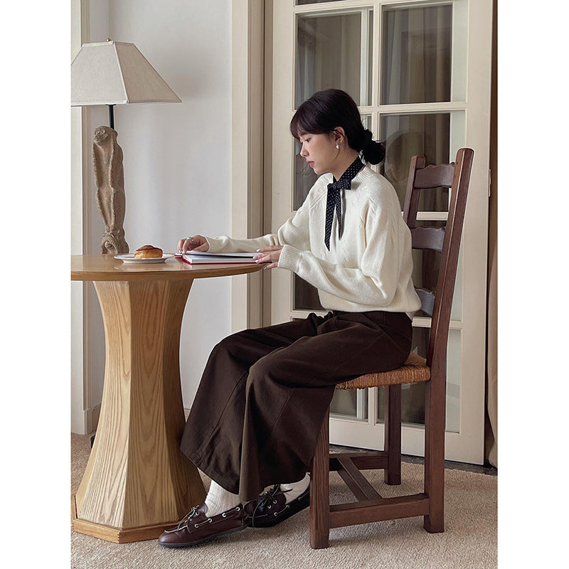 fall outfits women Pear-Shaped Song Ming Vintage Brushed Casual Pants Women's Autumn Straight Wide-Leg Pants