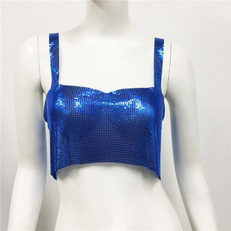 frat outfits Women's Metallic Sequined Camisole Sexy Party Nightclub Sweet and Spicy Style Sequined Top