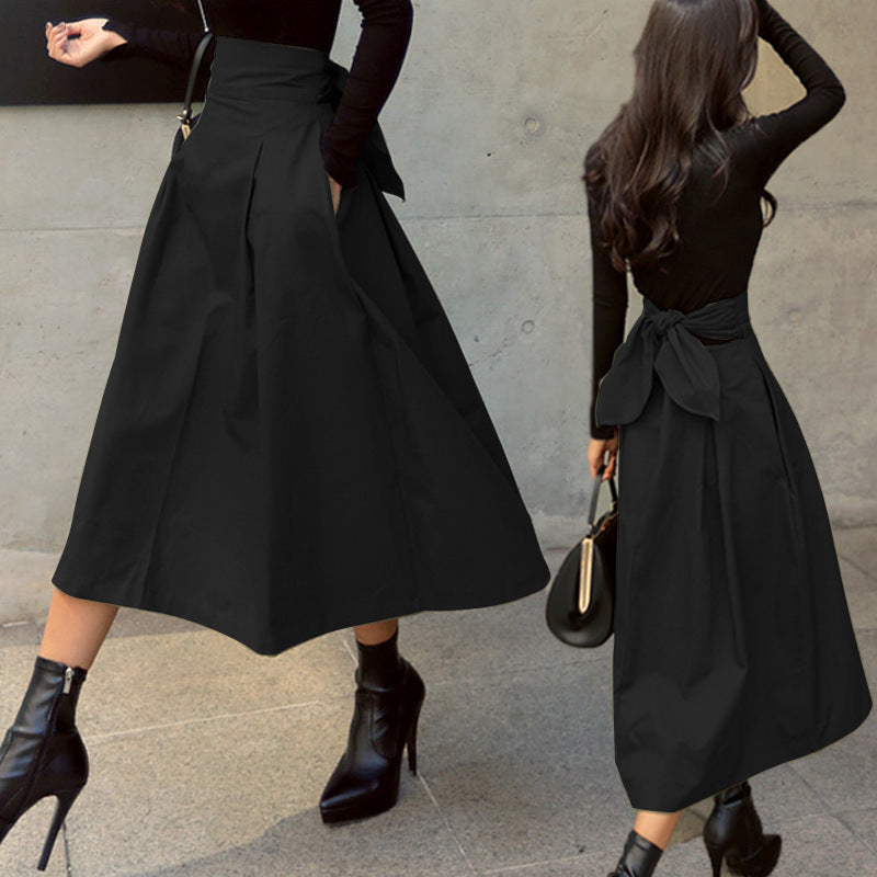 dress to impress outfits High Quality Spring A- line Umbrella Skirt Super Popular Bow Large Swing Skirt Slim Waist Dress