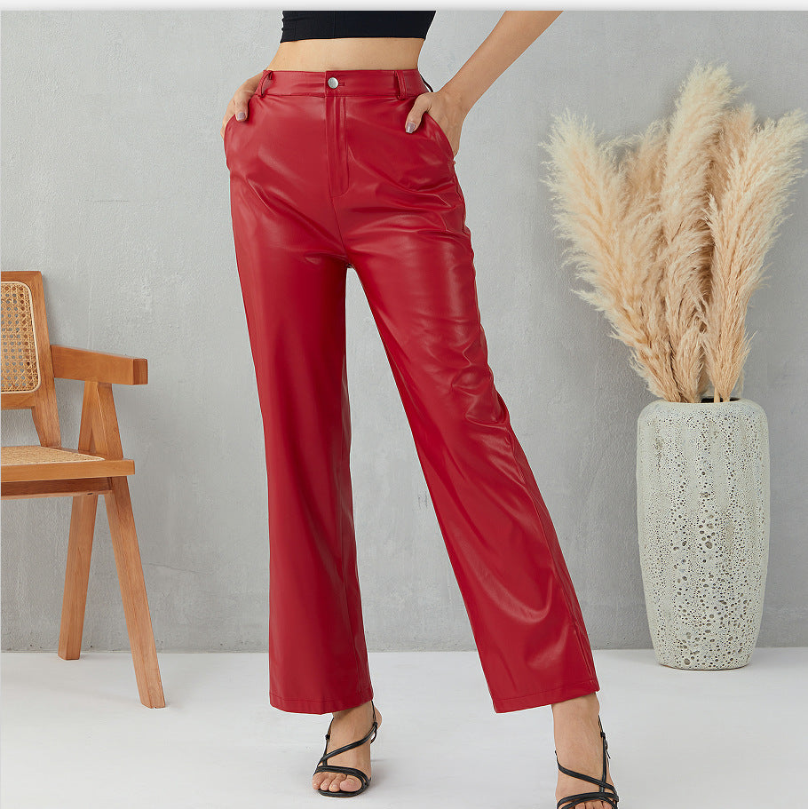 lookbook outfits Leather Pants Fashion New Women's High Elastic PU Leather Pants Leggings Women's Pants