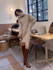 fall fashion 50 Super Nice Turtleneck Knitted Dress Women's Autumn and Winter New Slimming Mid-Length Inner Matching Overcoat Sweater Dress