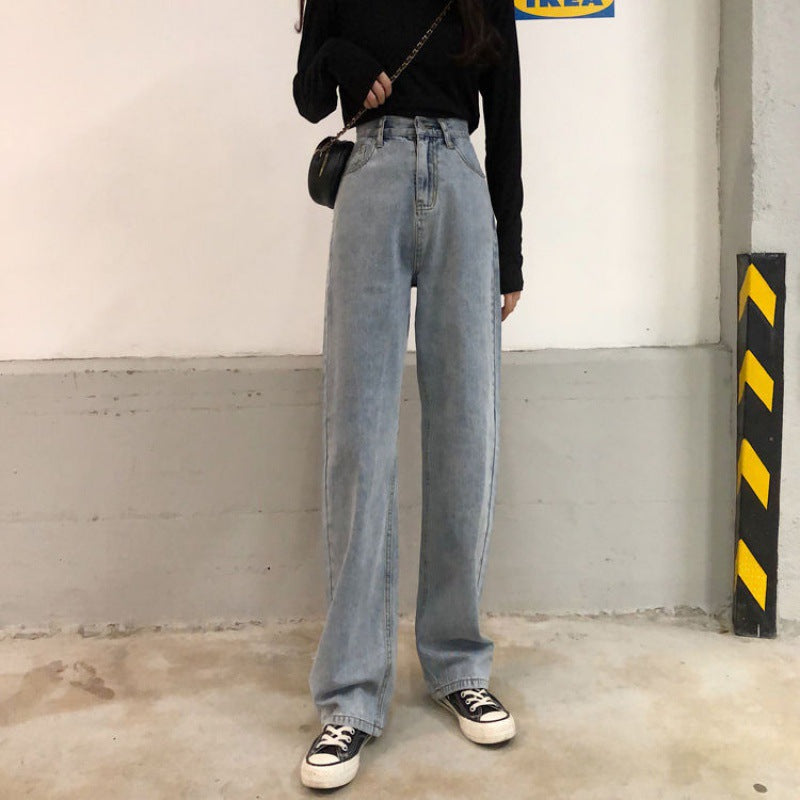 joker costume female outfit Spring and Autumn Korean Style Retro High Waist Jeans Women's Loose Wide Leg Pants Fashionable Pants