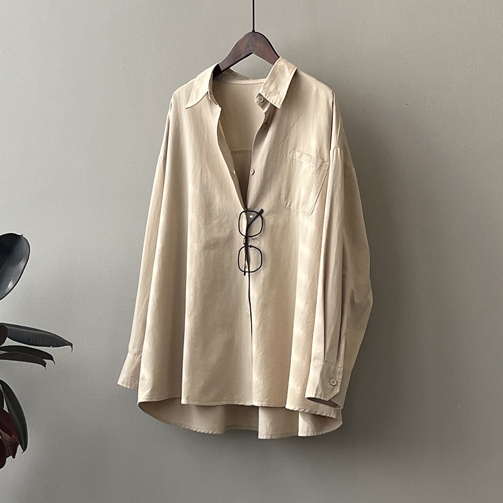 birkenstock clogs outfit fall Cotton Long-Sleeved Loose Shirt Coat for Women Autumn Lazy Style Outdoor Casual Shirt