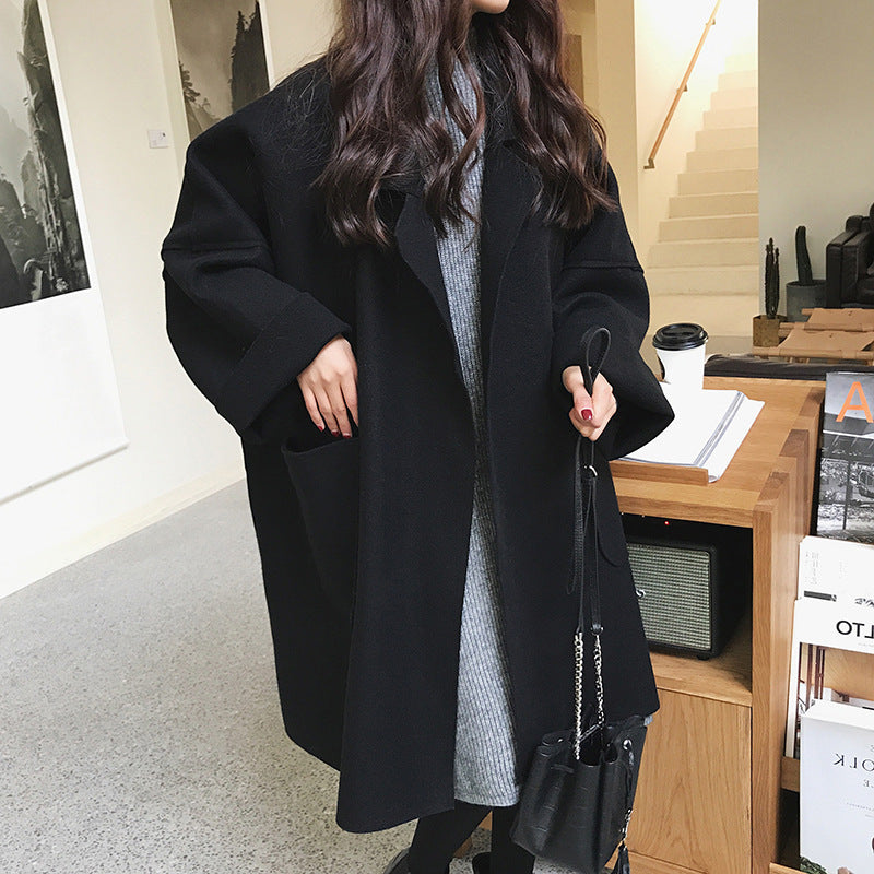 brown puffer jacket outfit Women's Korean-Style Mid-Length Cashmere Coat Short Fashionable Autumn and Winter Loose High-End Woolen Coat