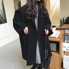 brown puffer jacket outfit Women's Korean-Style Mid-Length Cashmere Coat Short Fashionable Autumn and Winter Loose High-End Woolen Coat